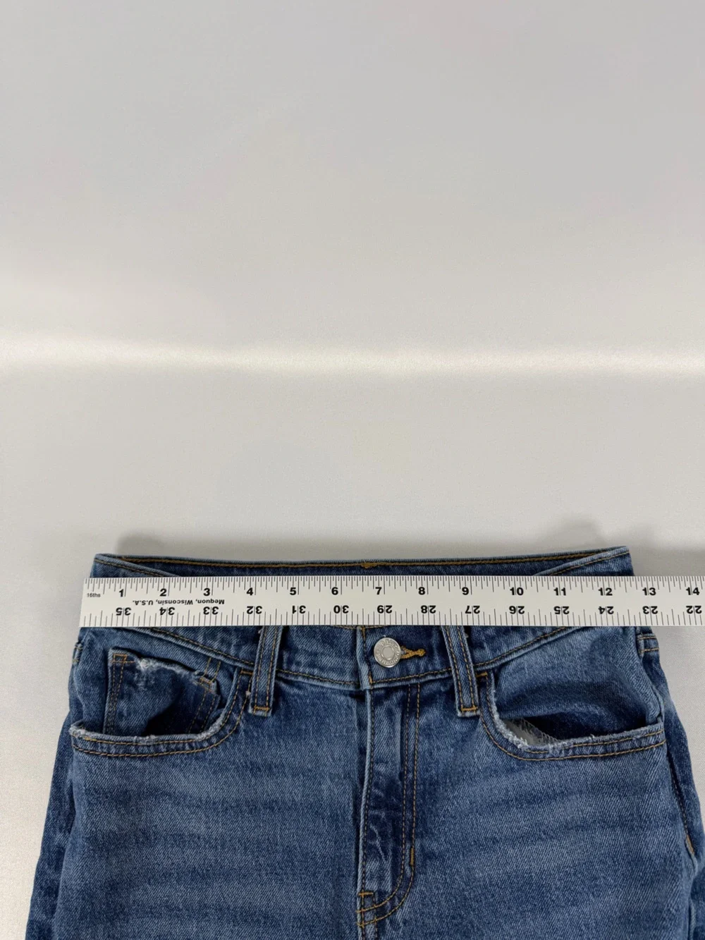 Old Navy Girls High‑Rise Flare Jeans | Size 14 | Distressed Knees | Blue Denim